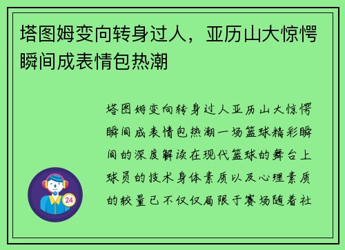 塔图姆变向转身过人，亚历山大惊愕瞬间成表情包热潮